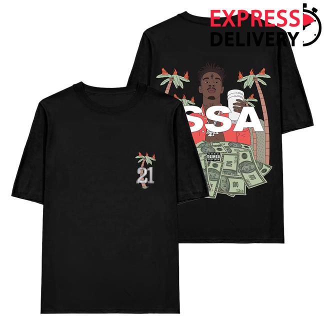 Official 21 Savage Merch Store ISSA Black T-Shirt 21 Savage Apparel Clothing Shop 21Savage