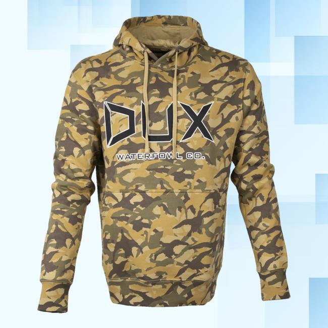 Official Dux Waterfowl Co Cupped DUX Wetlands Camo Thermal Hooded Sweatshirt Duxwaterfowl