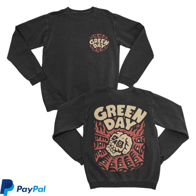 Official Green Day Merch Store Shop Green Day Skull Spider Sweatshirts GreenDay