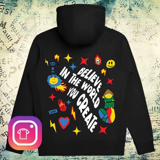 Official Sana Detroit Merch Store Adult Believe In The World You Create Lightweight Attractive Hoodie - Black Sana Detroit clothing
