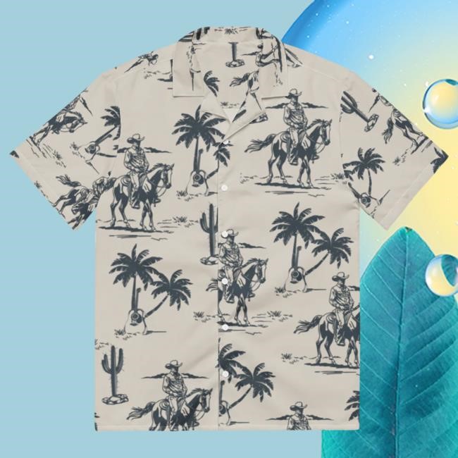 Official Wyatt Flores Merch Shop Wyatt Flores Vacation Cowboy White Hawaiian T Shirt