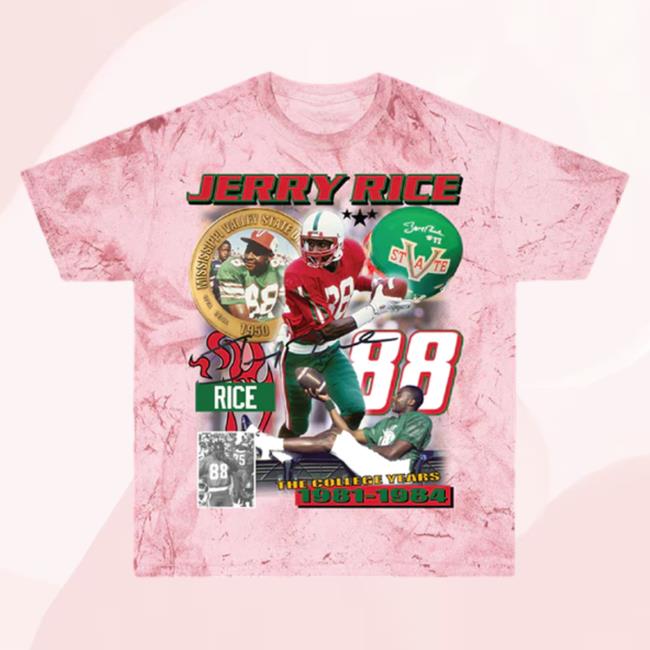 Official Black College Union Jerry Rice "The College Years" Homage T-Shirts Mississippi Valley State [MVSU] Clay
