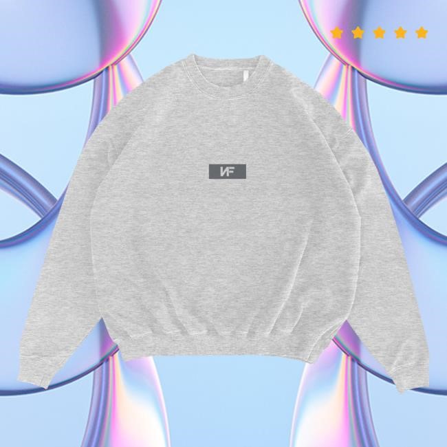 Official Nf Real Music Merch Heather Grey Realmusic New Crewneck Sweatshirt