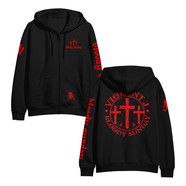 Official Icp Merch Clothing Store Insane Clown Posse Violent J Badge Black - Zip Up Hoodie
