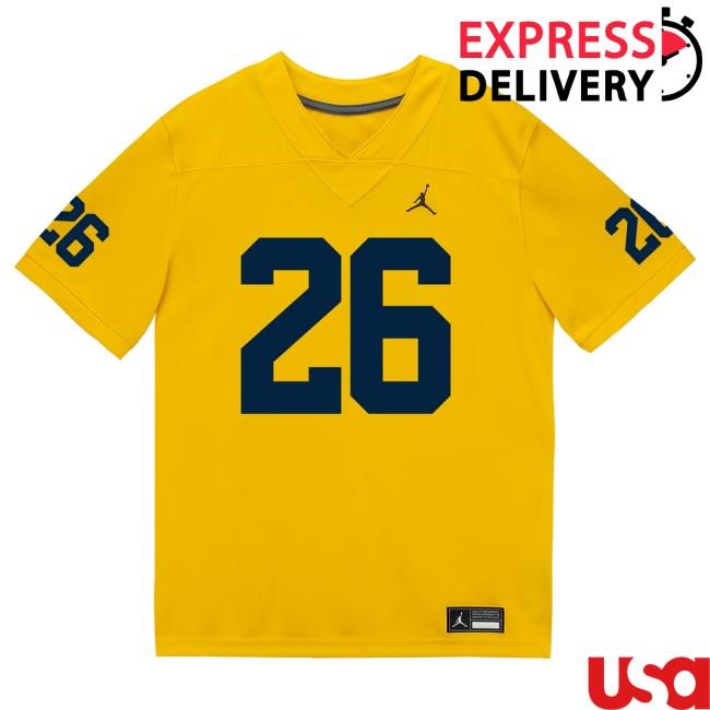 Michigan Wolverines #26 Rayshawn Benny Student Athlete Maize Football Jersey Shirt The M Den Shop Official