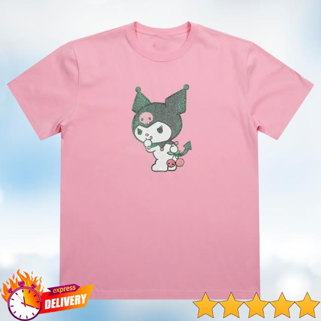 Official Sanrio Apparel Clothing Kuromi Merch Kuromi X Dumbgood Glitter Print Pink Popover Shirt Sanrio Shop Store