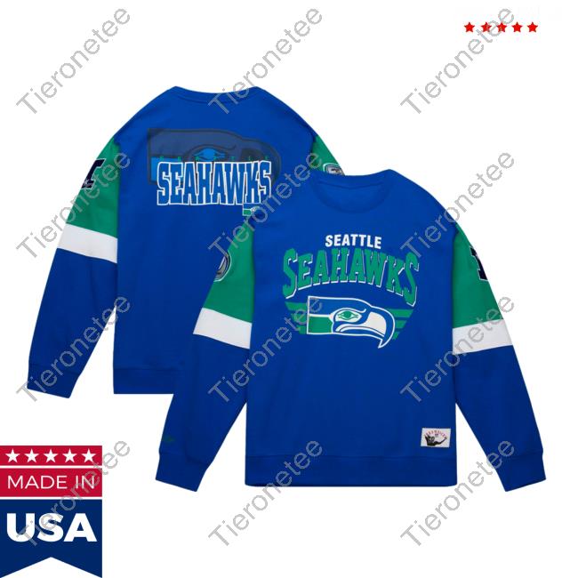 Mitchell & Ness Royal Seattle Seahawks Gridiron Classics All Over Print 3.0 Sweater