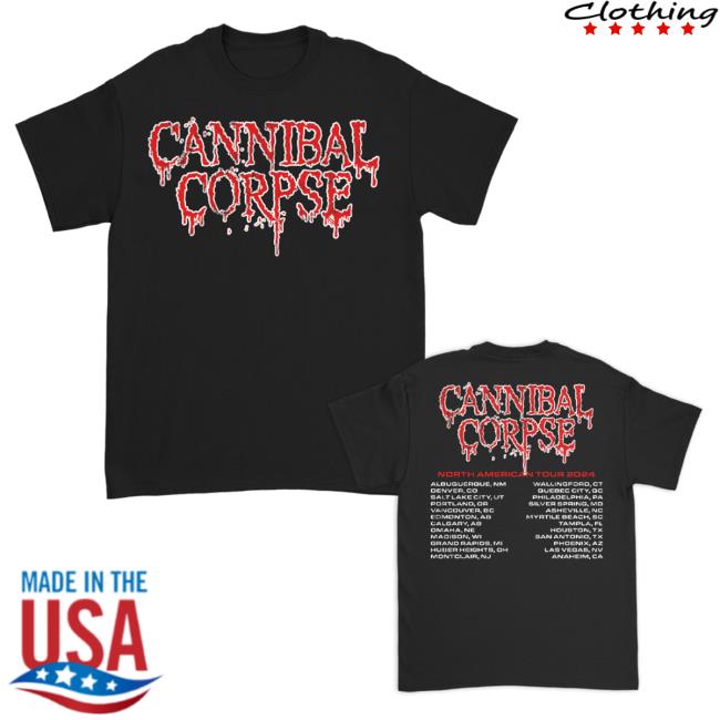 Official Cannibal Corpse Merch Logo Na 2024 Tour New Shirt (Black)