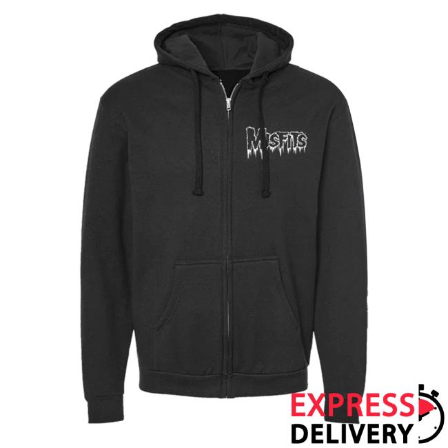 Official Misfits Merch Misfits Holiday Fiend Black Zip Hoodie