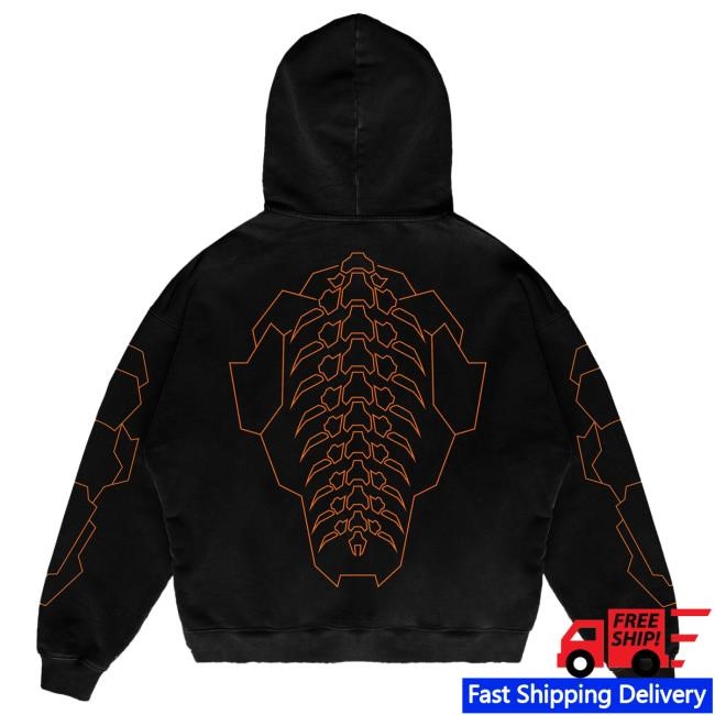 The Official Cloudeelle Cyberspine Oversized Hoodie In Neon Orange