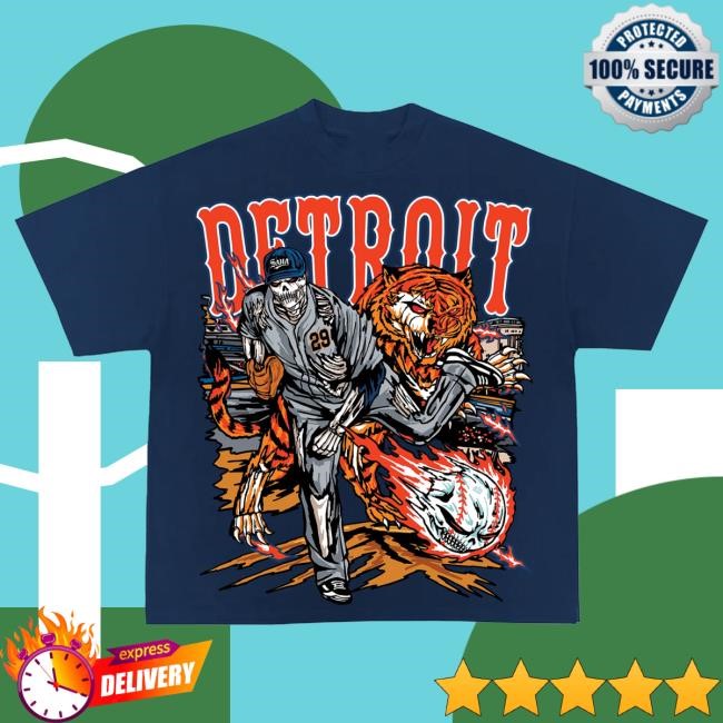 Official Sana Detroit Merch Store Sana X Skubal T Shirt - Blue