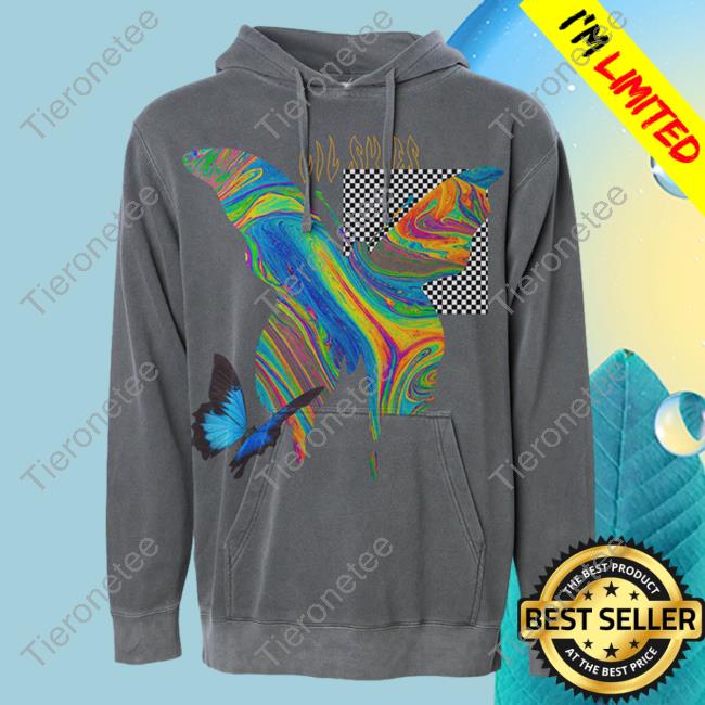 Official Lil Skies Clothing Store Shop 3D Butterfly Garment Dyed Pullover Sweatshirt Lilskies Merch