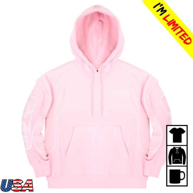 Ftp Mesh Piping Logo Hooded Sweatshirt Pink