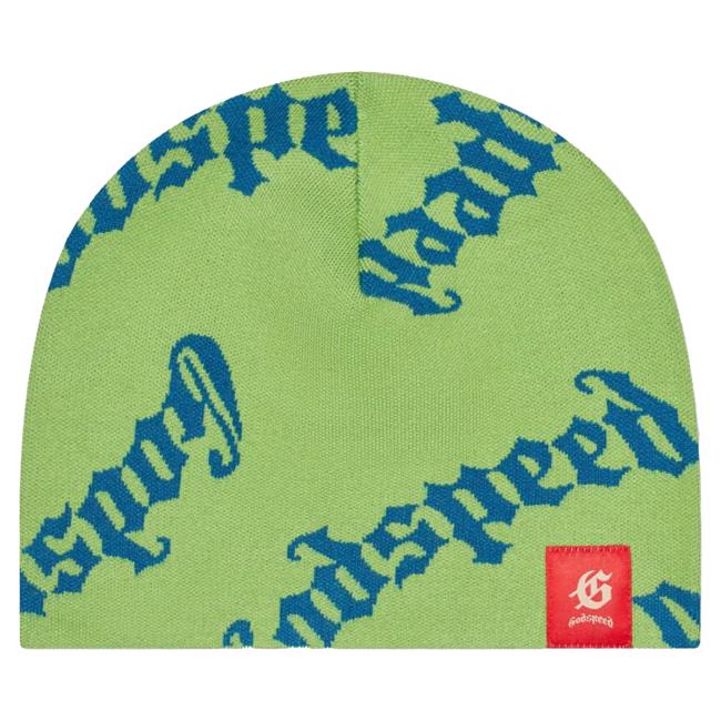 Official Godspeed Nyc Clothing Merch Og Logo Beanie (Green Apple/Blue) Cap