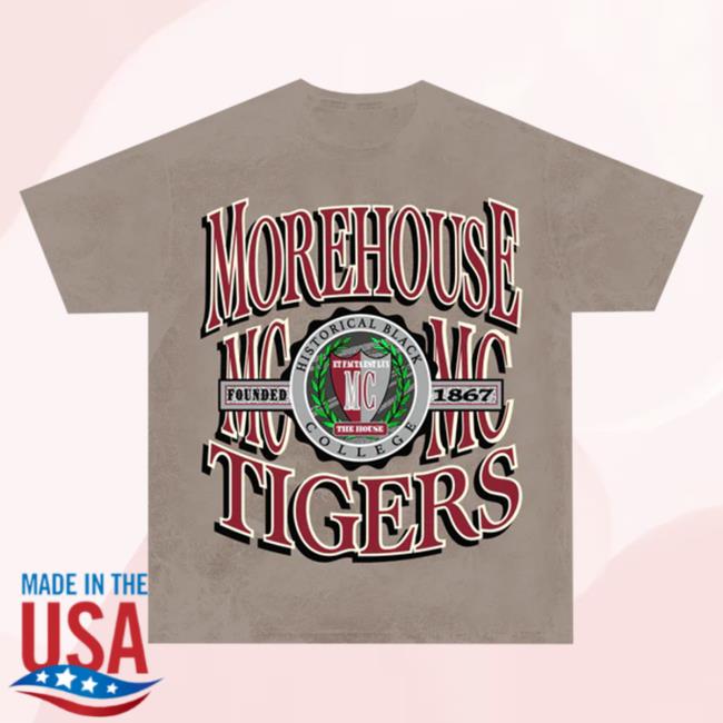 Official Black College Union Morehouse Retro 90s Crest Popover Shirt Khaki V1