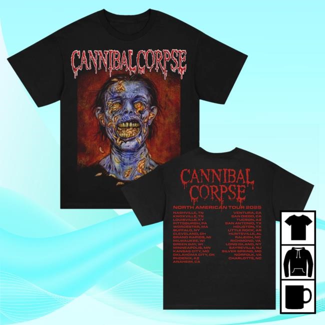 Official Cannibal Corpse Skull Maggot 2025 Tour New Shirt (Black)