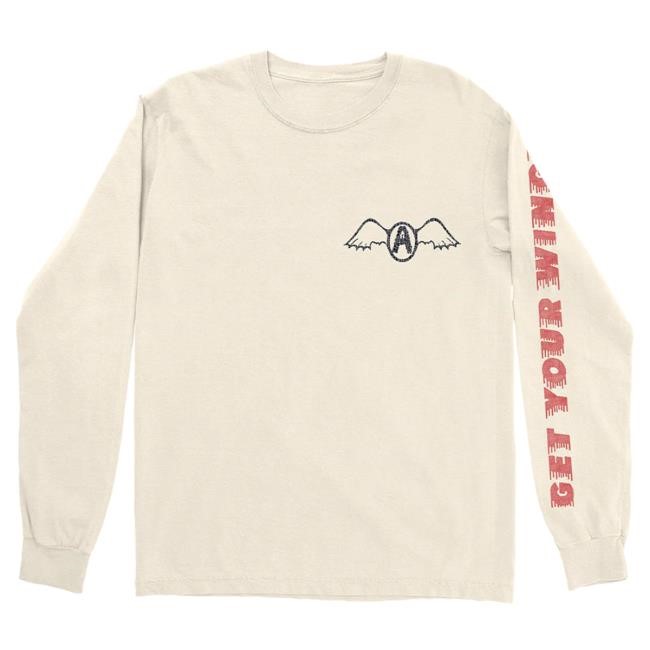 Official Aerosmith Wings Long Sleeve T-Shirt- Black