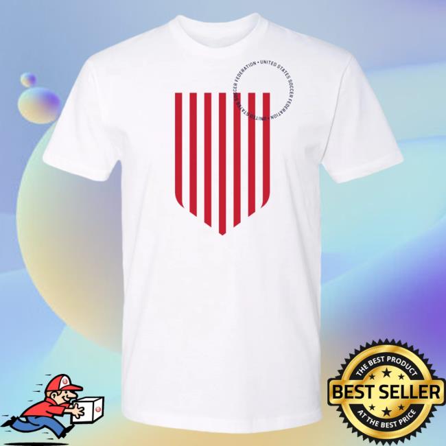 Official Uswnt Merch Store Uswnt Unisex USMNT Striped Crest White Top Shirt Uswnt Apparel Clothing Shop