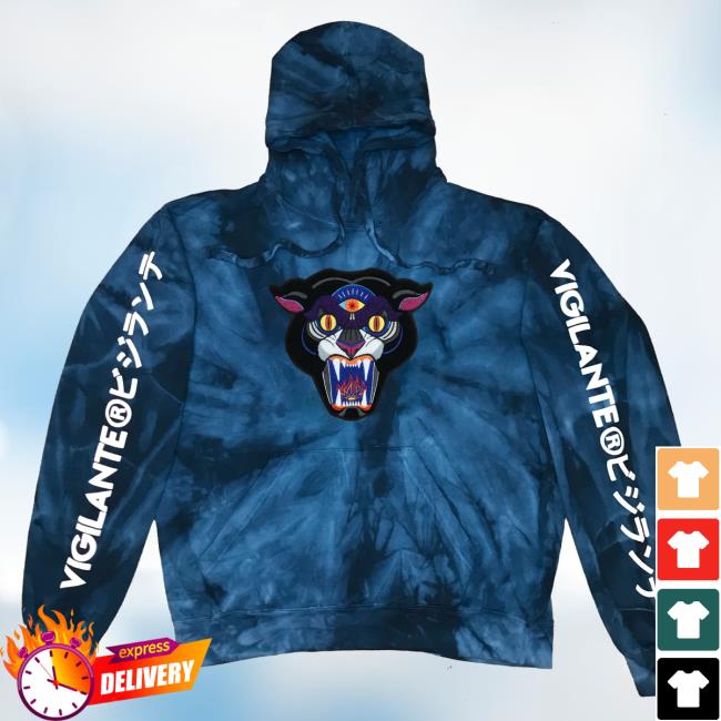 Official Vigilante Brand Merch Mike Ritch Panther Chenille Patch Tie Dye Problems With Authority Sweatshirt Blue VigilanteBrand Tie-Dye