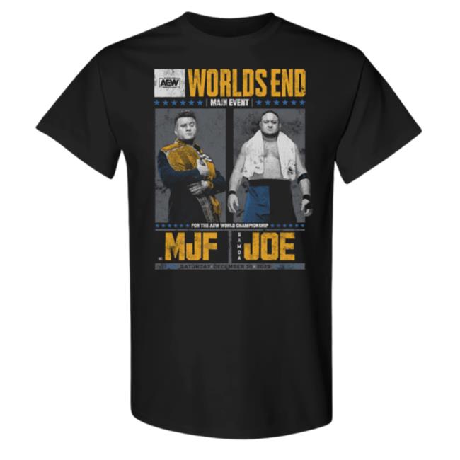 Official Aew Merch Aew Worlds End 2023 Matchup - Mjf Vs Samoa Joe Shirt
