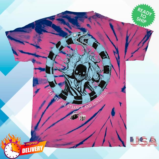 Official Any Means Necessary Clothing Tie Dye Beetlejuice I Myself Am Strange And Unusual New Shirt Andromeda Tie-Dye