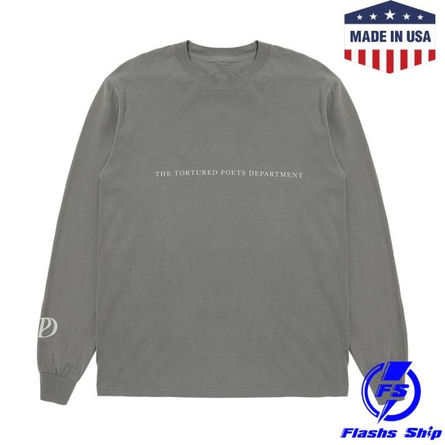 The Tortured Poets Department Gray Photo Mens Long Sleeve Tees Taylor Swift Official Store Merch