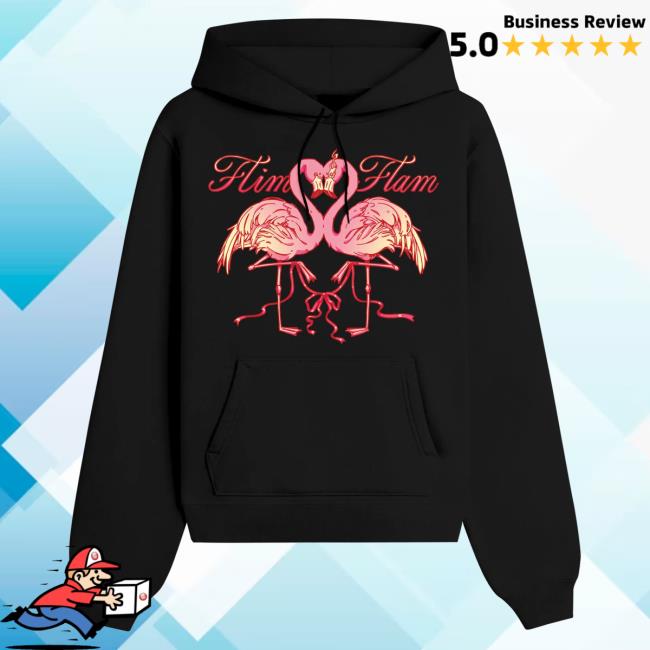 Official The Official Flim Flam Shop Merch Store – Flamingo Love Birds Pullover Hoodie Black