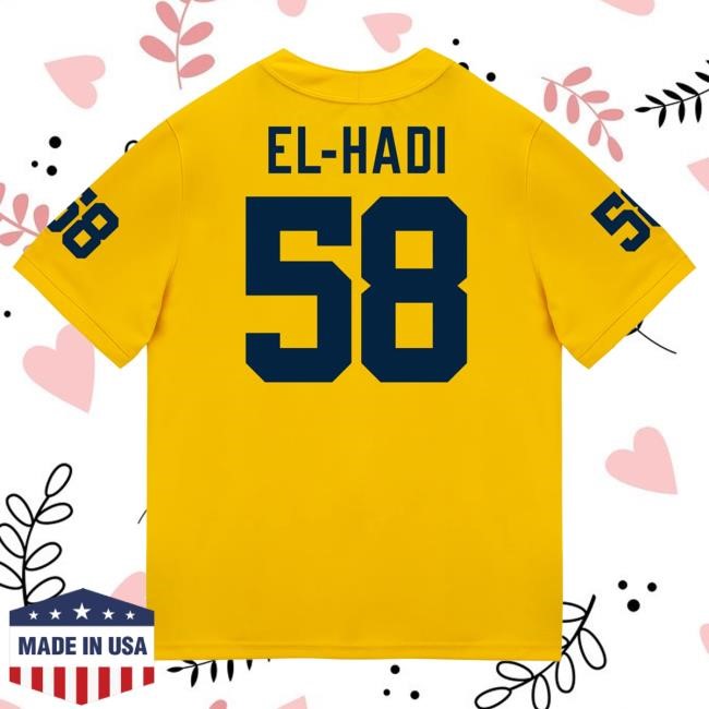 Official The M Den Michigan Wolverines #58 Giovanni El-Hadi Student Athlete Maize Football Jersey New Shirt