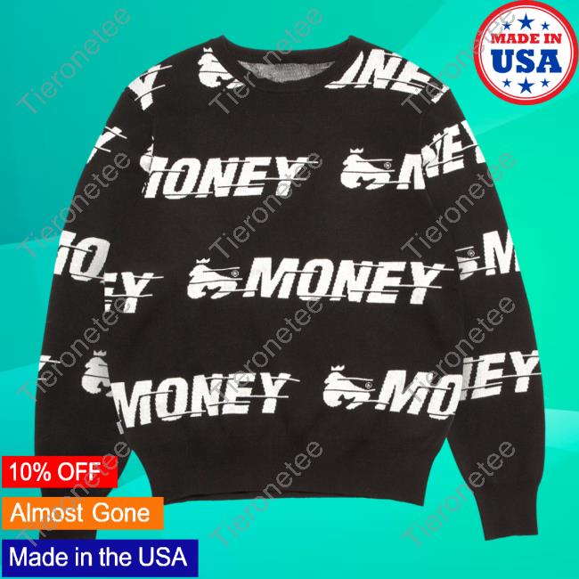 Official Money Clothing Aop Money Clothing Motion Knit Crew neck Sweatshirt Black