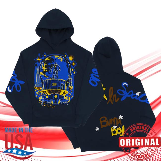 Official Burna Boy Merch Store Burna Boy One Night In Space Illustrated Hoodie Burnaboy