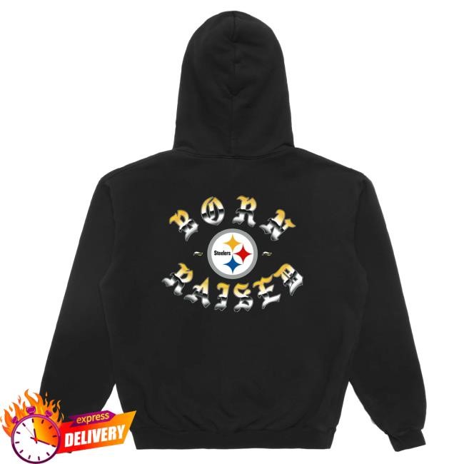 Official Born X Raised Merch Store Shop Born X Raised + Pittsburgh Steelers Metal Rocker T-Shirts: Black BornxRaised