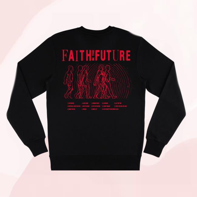 Official Louis Tomlinson Merch Store Louis Tomlinson Faith In The Future Hand Tracklist Black Crew neck Sweatshirt LouisTomlinson Apparel Clothing Shop