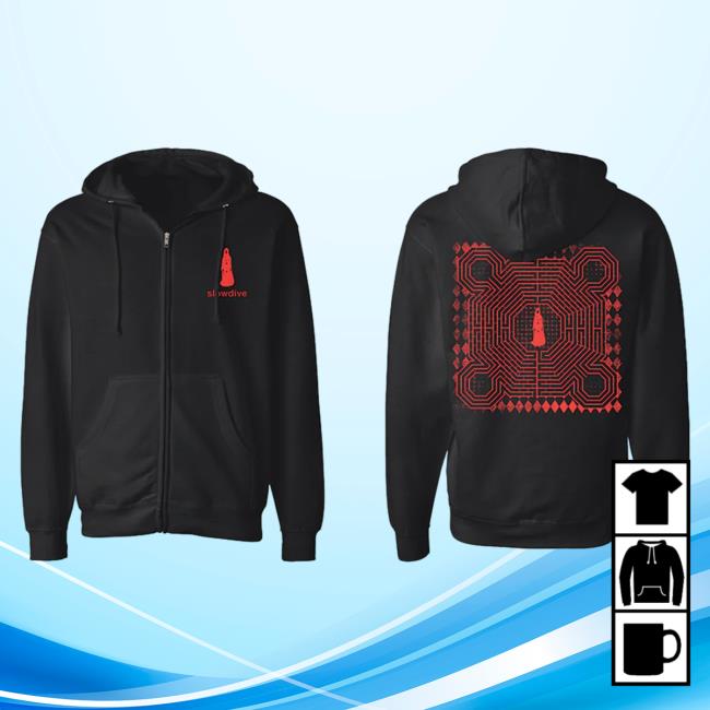 Official Slowdive Merch Album Zip Crewneck Sweatshirt Black