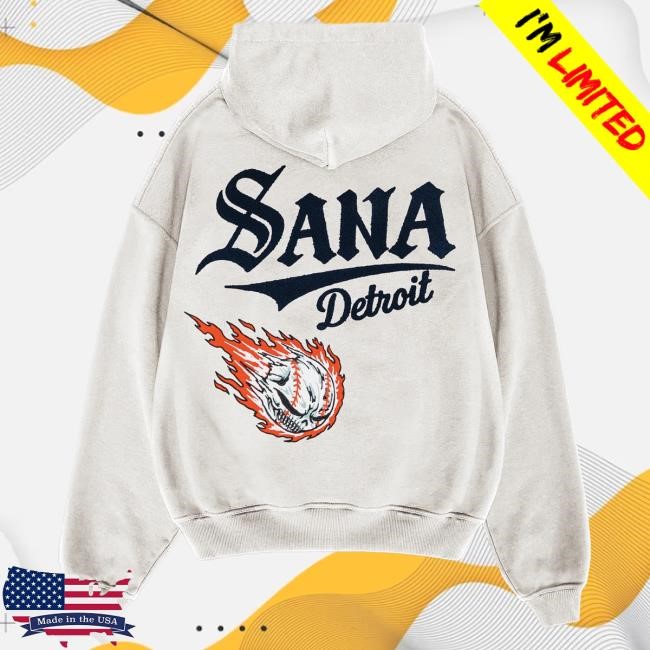 Official Sana Detroit Merch Store Sana X Skubal Fast Ball Pullover Hoodie - Grey