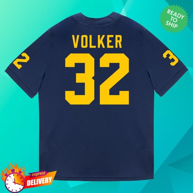 Michigan Wolverines #32 John Volker Student Athlete Blue Football Jersey Tees The M Den Shop Official