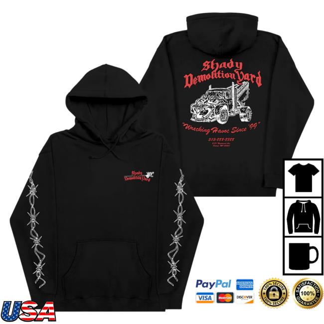 Official Eminem Slim Shady Clothing Shop Store Slim Shady Shady Demolition Barbed Wire Sweater Black SlimShady Merch