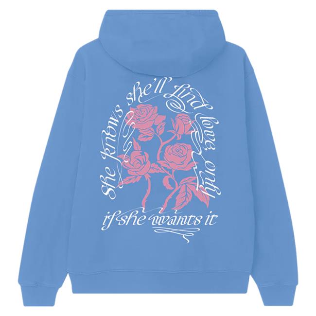 Official Interscope Records SelenaGomez Apparel Clothing Store Shop Merch Selena Gomez She Knows She'll Find Love Only If She Wants It" Hooded Sweatshirt