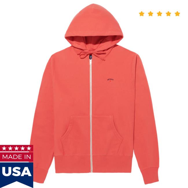 Official Noah Merch Store Lightweight Zip-Up Pullover Hoodie Blush Red Noah Clothing Shop Apparel