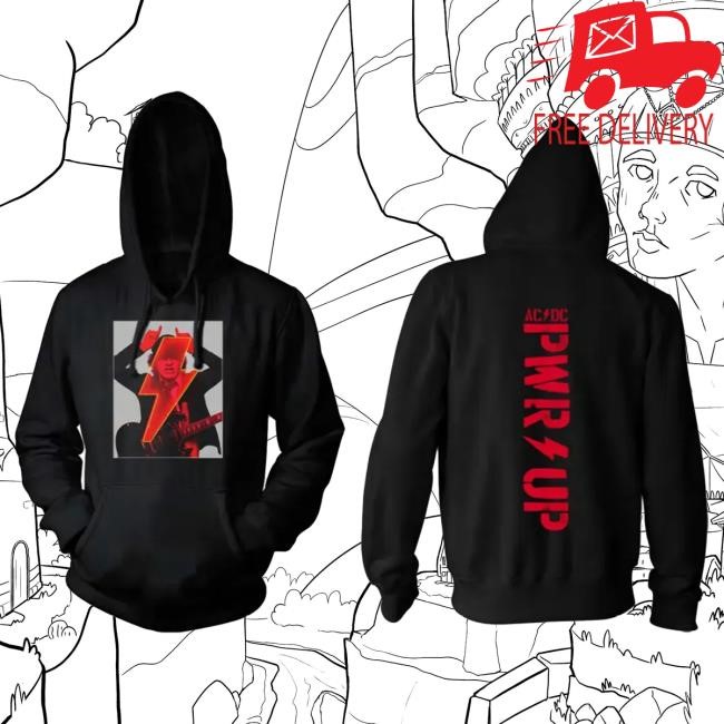 Official Ac Dc Merch Store POWER UP Angus Hero Frame Crewneck Ac Dc Shop Acdc Clothing