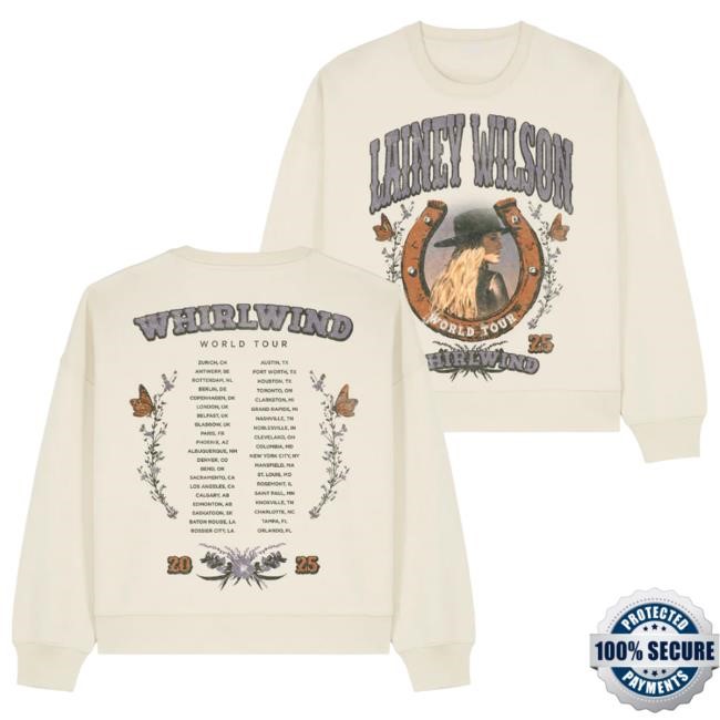 Lainey Wilson Whirlwind World Tour Horseshoe Crewneck Sweatshirt Lainey Wilson Merch