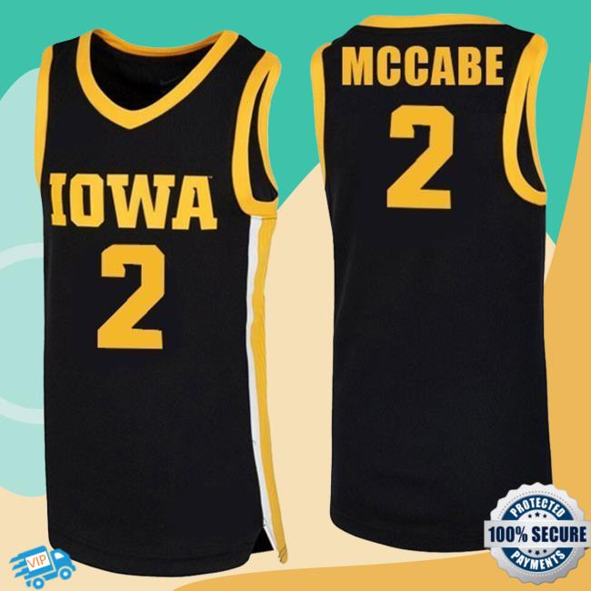 Official Iowa Hawkeyes Merch Store Iowa Hawkeyes McCabe #2 Black Jersey Shirt New Iowa Hawkeyes Apparel Clothing Shop