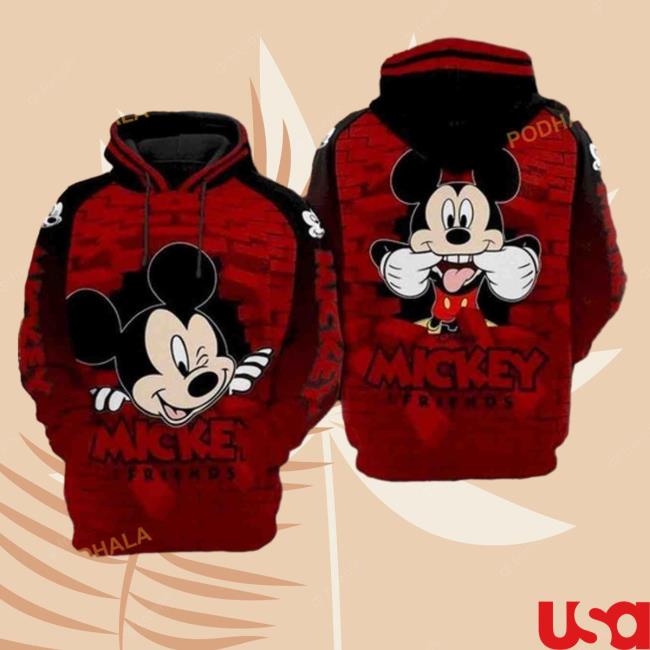 Mickey And Minnie Mouse Brick Wall Style 3D Tee