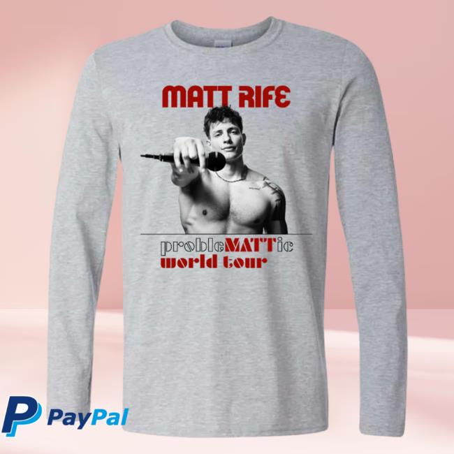 Official Matt Rife Store Shop Merch Matt Rife Long Sleeve Gray ProbleMATTic Tour Tshirt MattRife