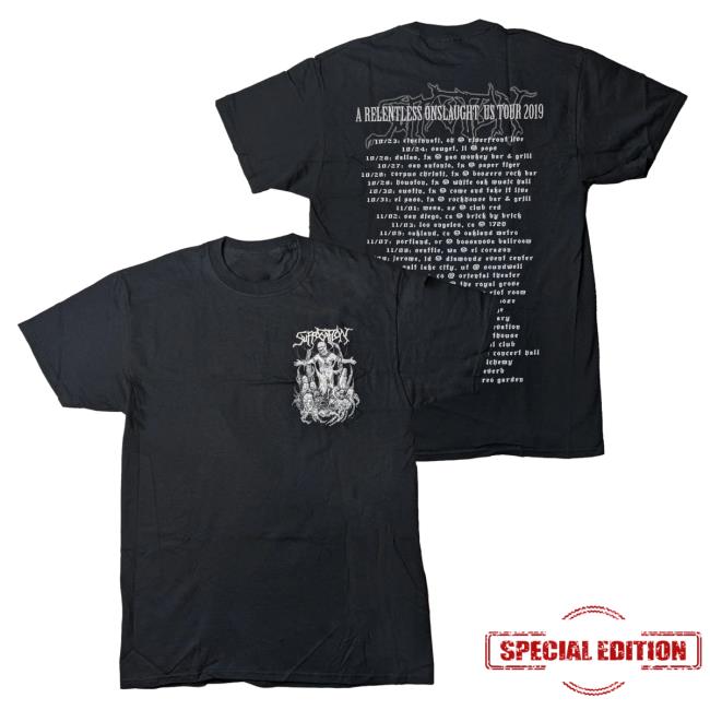 Official Night Shift Merch Indie Merch Store Suffocation - Relentless Tour '19 T-Shirts Nightshiftmerch Indiemerchstore
