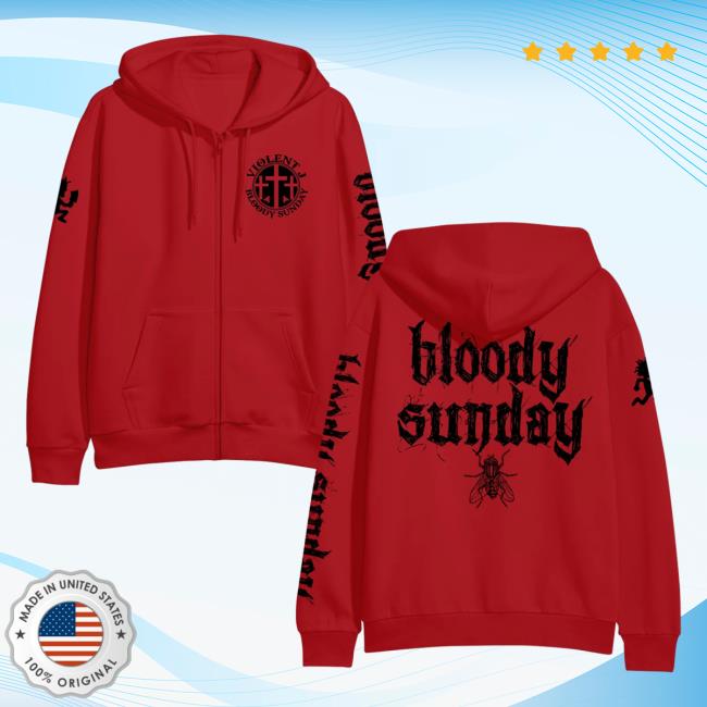 Official Icp Merch Clothing Store Insane Clown Posse Violent J Bloody Sunday Branded Red - Zip Up Hoodies