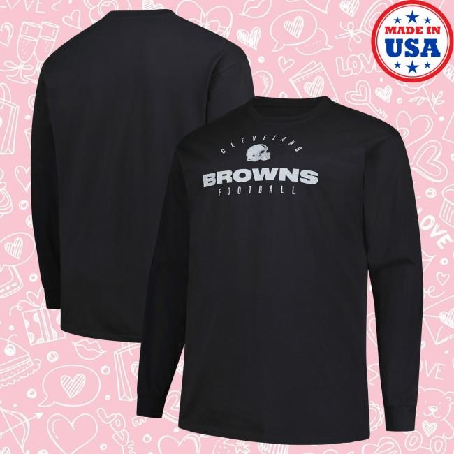 Official Men's Fanatics Black Cleveland Browns Big & Tall Coverage Scheme Long Sleeve Tee