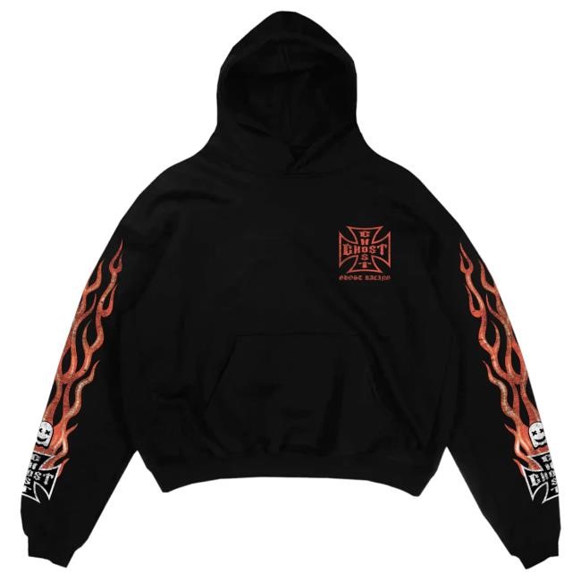 Official Ghost Racing Clothing Cross Flames Long Sleeve Shirt - Black