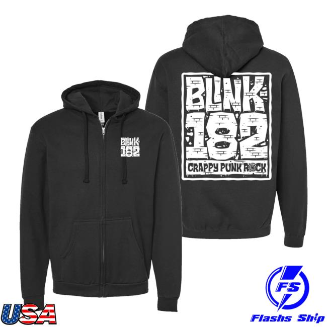 Official Blink 182 Merch Crappy Punk Rock Wall Zip Hoodie