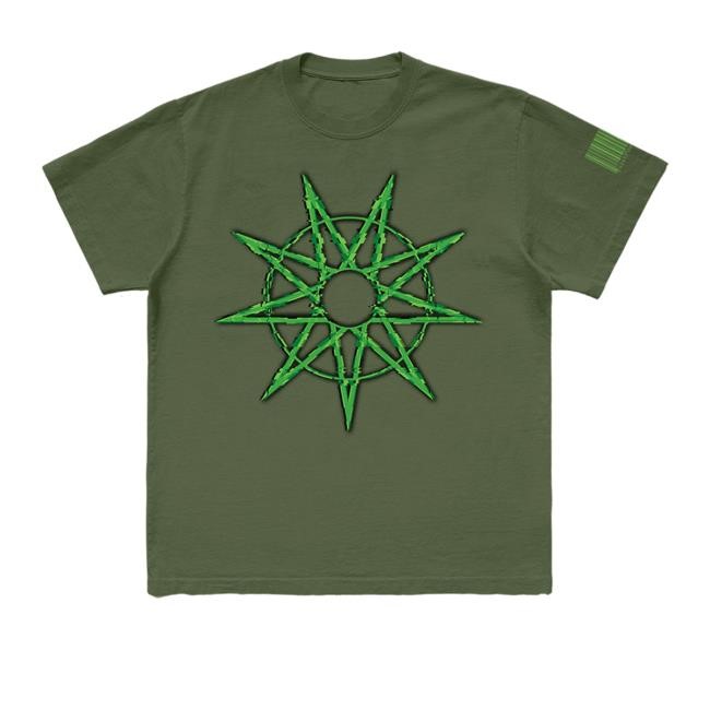 9 Point Star Military Green Top Shirt Official Slipknot Official Store Merch Shop