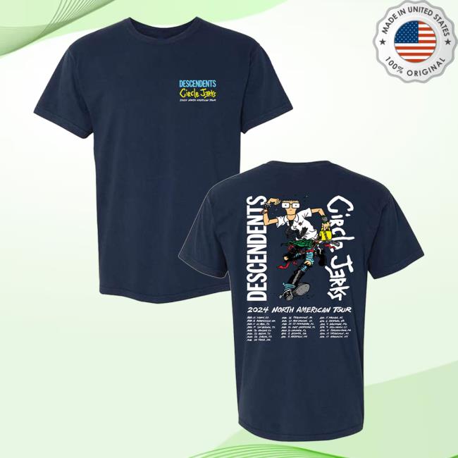 Official Kings Road Merch Store Circle Jerks 2024 Collab Tour Tee With Pocket Print (True Navy) Kings Road Shop CircleJerks